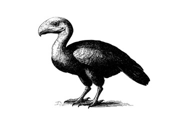 A dodo bird rendered in a beautiful vintage engraving style, also as a modern illustration, icon, logo, and emblem © Andrei