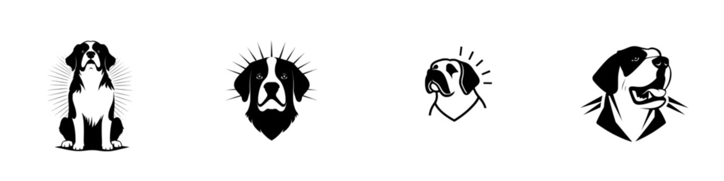 A modern silhouette capturing Saint Bernard in black illustration