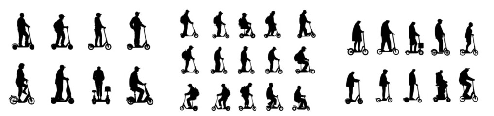 Fototapeta premium 1. Modern 2D Flat Illustrations of Silhouettes for Stunt Scooter Tricks