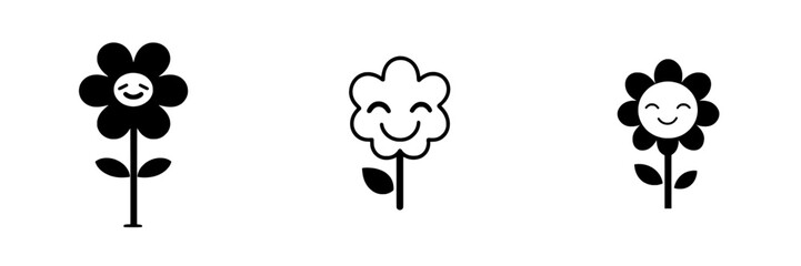 Daisy Silhouette Modern Illustration Set Featuring Adorable Floral Patterns