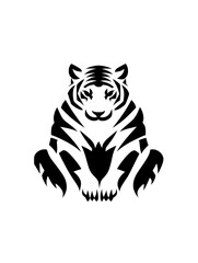 Minimalist icon of a tiger silhouette in modern style on a white background