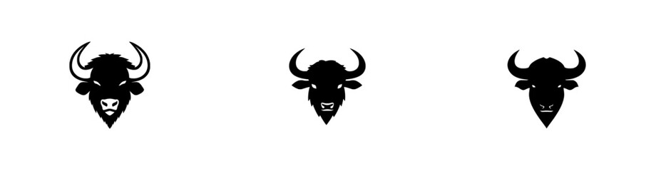 Wild Running Buffalo Silhouette in a modern style, isolated on a white background