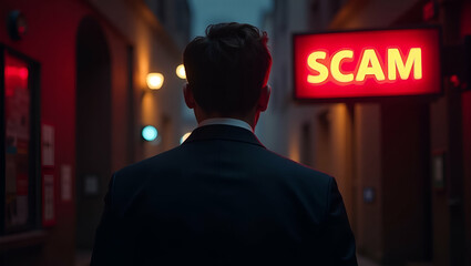 Man Receives Urgent Scam Alert: Emergency System Hacked - Understanding Cybersecurity Threats and Responses in Stock Photo Concept with Space for Text