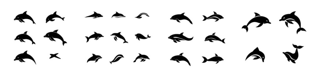 1. Modern dolphin silhouette and artistic dolphin illustration