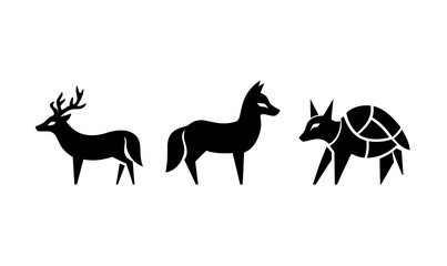 A design showcases six modern animal silhouettes, each enhanced with floral mandala patterns. The fox and dolphin are part of the illustration