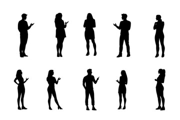 Obraz premium A set of isolated flat modern axonometric people silhouettes illustrated on white background