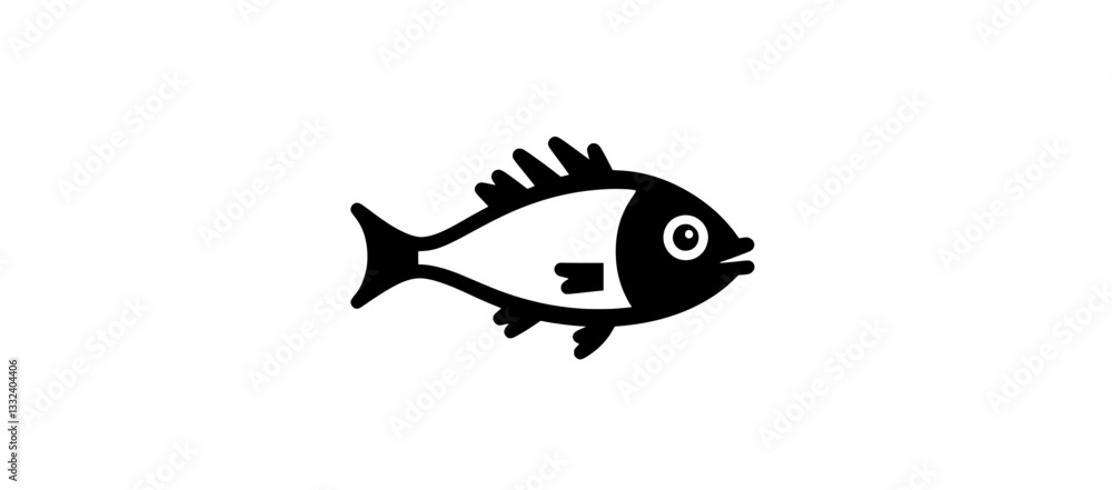 Poster modern ui design featuring blowfish icons in outline and fill formats
