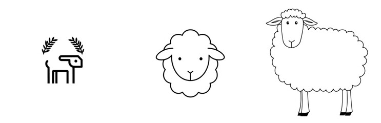 2. Modern line art featuring a sheep silhouette against a white backdrop