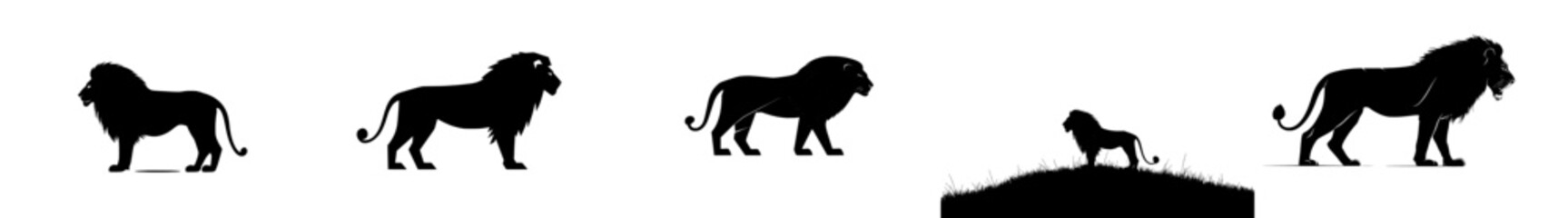 Lion silhouette. Modern male lion black icon. Modern walking lion icon