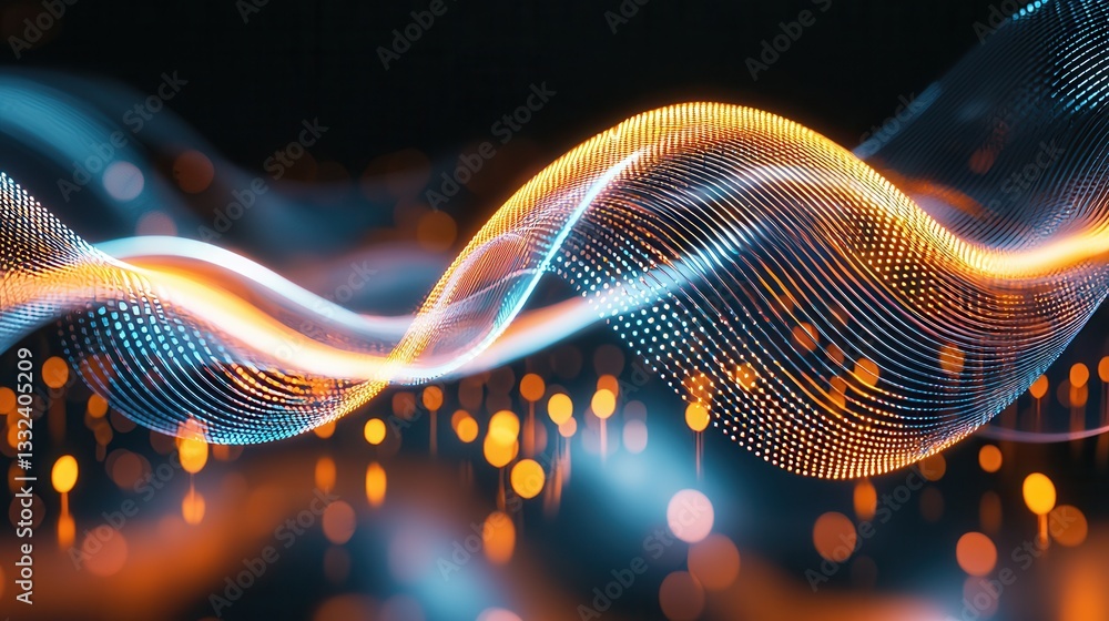 Poster mesmerizing abstract visualization of a colorful glowing sound wave with dynamic luminous patterns a
