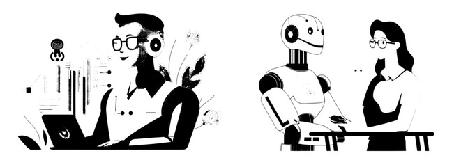 The abstract concept of AI-driven sentiment analysis for campaigns is depicted in a modern illustration