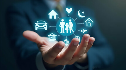 Comprehensive Insurance Coverage: Holographic Icons for Family Protection