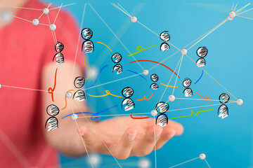 Global network. Blockchain. 3D illustration. Neural networks and artificial intelligence. Abstract
