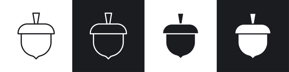 Acorn icon symbol collection on white background.