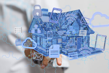 house. data Big data visualization background.Abstract technology - connection