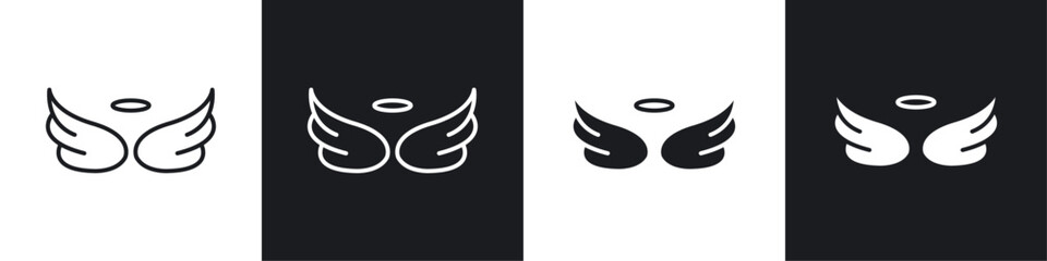 Angel icon symbol collection on white background.