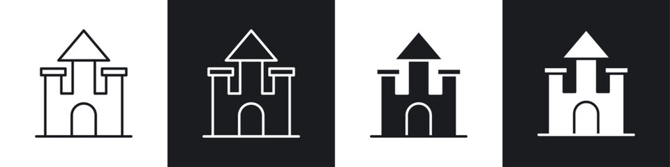 Castle icon symbol collection on white background.