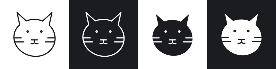 Cat icon symbol collection on white background.
