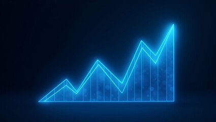 Flat abstract glowing blue growth chart low polygon particle triangle style wireframe light connections vector wireframe concept concept as Abstract glowing blue growth chart with low polygon particle