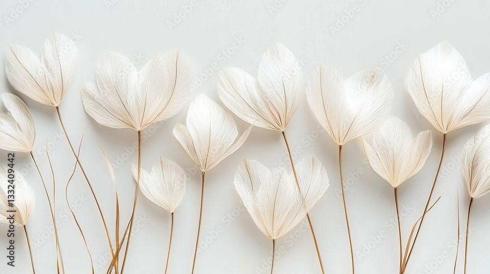 Poster wispy feathery dandelion seeds gently floating away from the serene softly textured puff in a tranqu