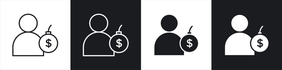 Debt icon symbol collection on white background.