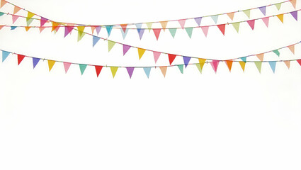 Obraz premium Colorful Triangular Flags Hanging on Strings for Festive Decor - Isolated on Transparent Background