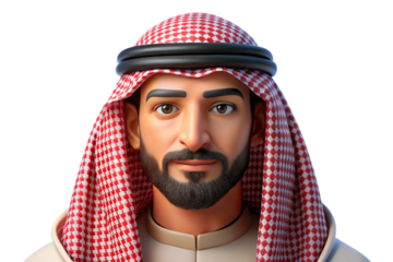 3D Render of a Man Wearing Traditional Arab Clothing a Keffiyeh and Thobe
