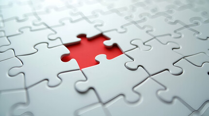 Fototapeta premium Flat Jigsaw Puzzle with Missing Piece: Symbolizing Incomplete Tasks and the Quest for Problem Solving