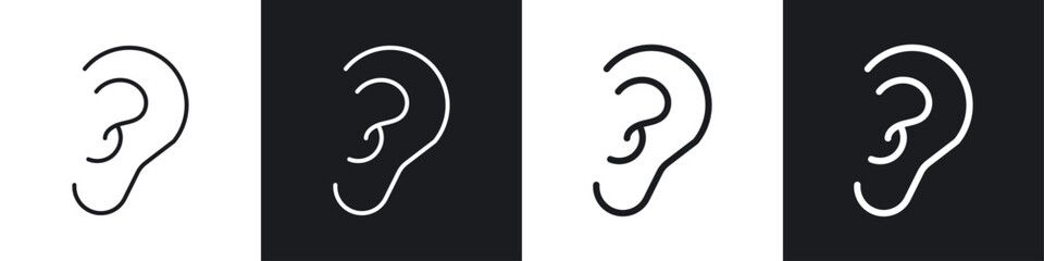 Ear icon symbol collection on white background.