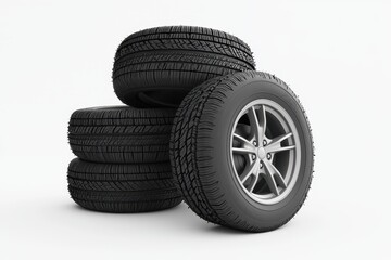 Premium Car Tires with Detailed Tread Patterns and Glossy Rims