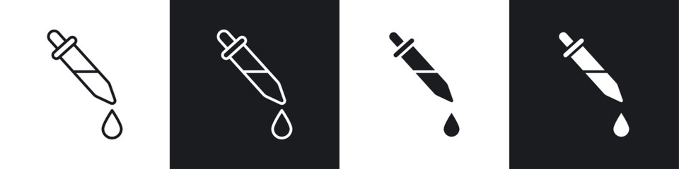 Eye dropper half icon symbol collection on white background.