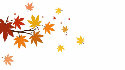 Flat Autumn Maple Leaves Blowing in the Air: Cute Vector Illustration of Natural Movement
