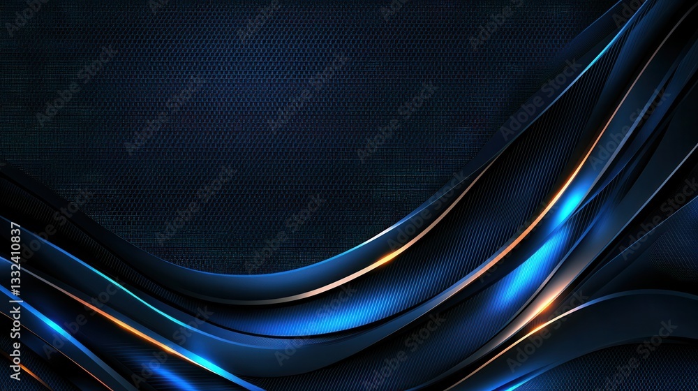Poster a captivating dark blue abstract background featuring a dynamic and interconnected network of flowin