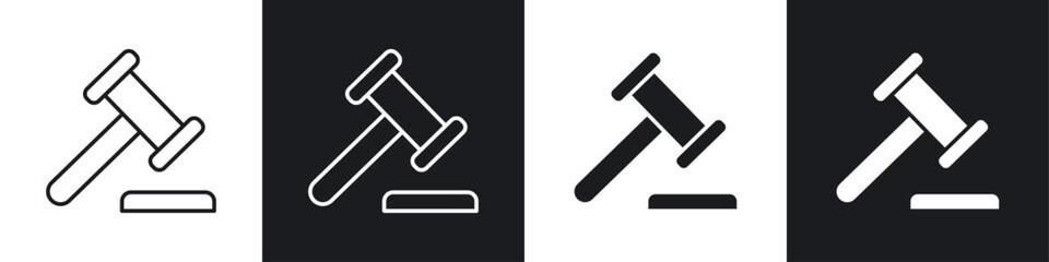 Gavel icon symbol collection on white background.