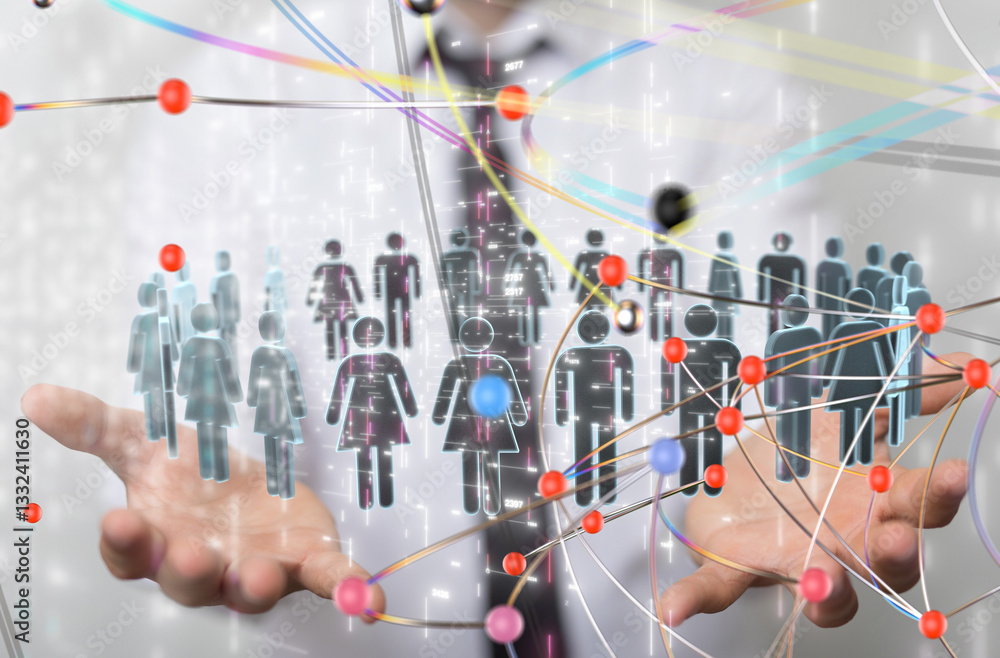 Poster conference digital network and data concept 3d - 3d