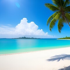 Wonderful landscape of beach sea forest ocean with crystal clear waters.
