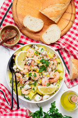 Traditional Italian Potato Salad with Seafood and Lemon Dressing