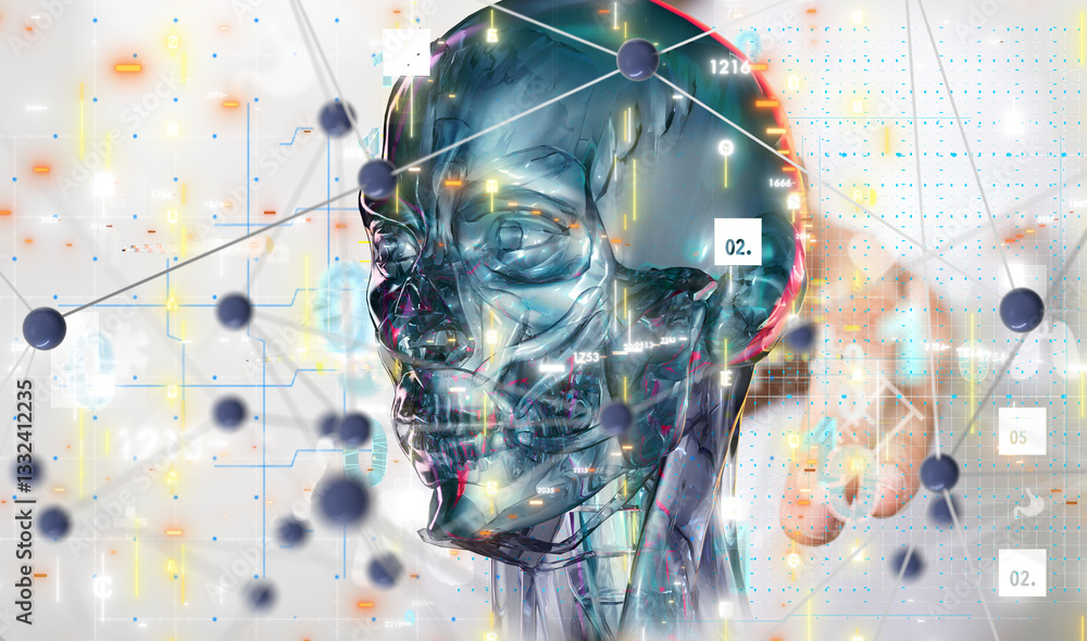 Poster digital medical futuristic interface 3d rendering