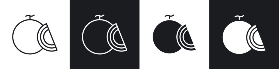 Melon icon symbol collection on white background.