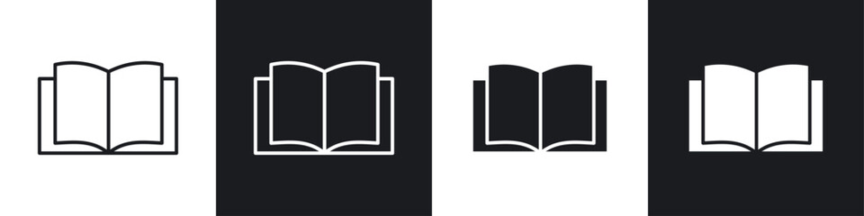 Open Book icon symbol collection on white background.