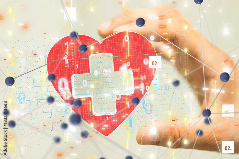 Poster digital medical futuristic interface 3d rendering