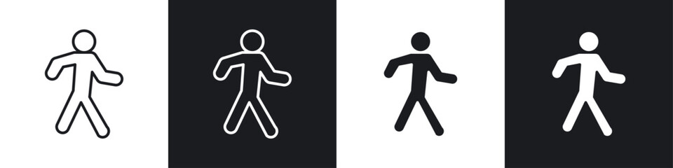 Person walking icon symbol collection on white background.