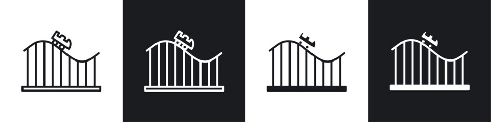 Roller coaster icon symbol collection on white background.