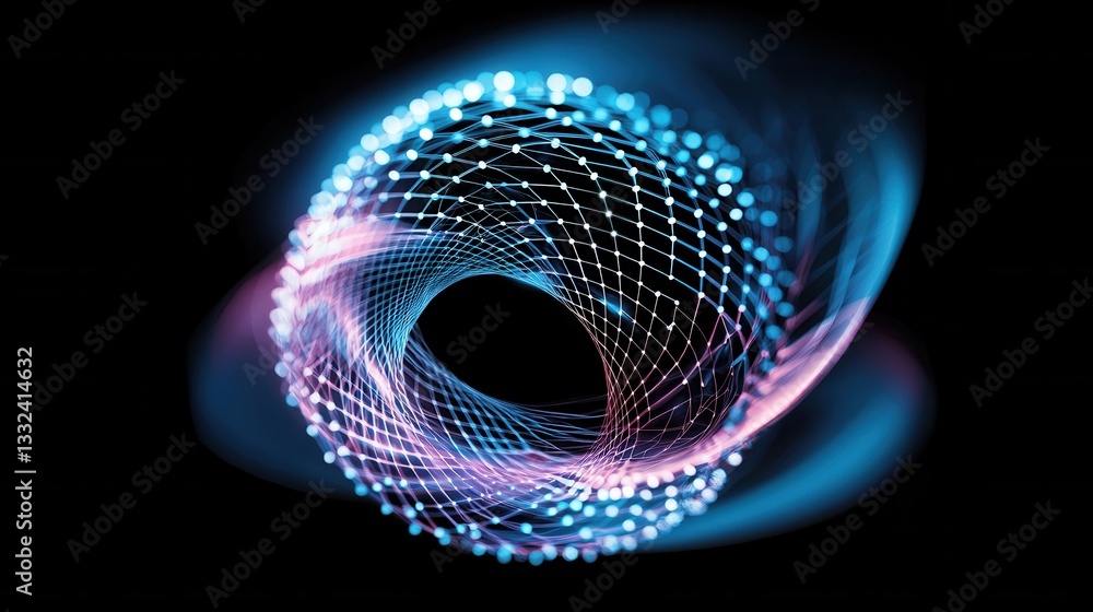 Poster a mesmerizing abstract digital artwork depicting a complex radial composition of luminous geometric 