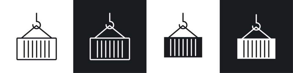 Shipping Container icon symbol collection on white background.
