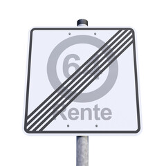 Verkehrsschild - Aufgehoben - Arbeit Rente 64 - Freisteller - Freigestellt