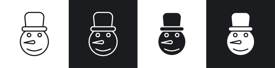 Snowman head icon symbol collection on white background.