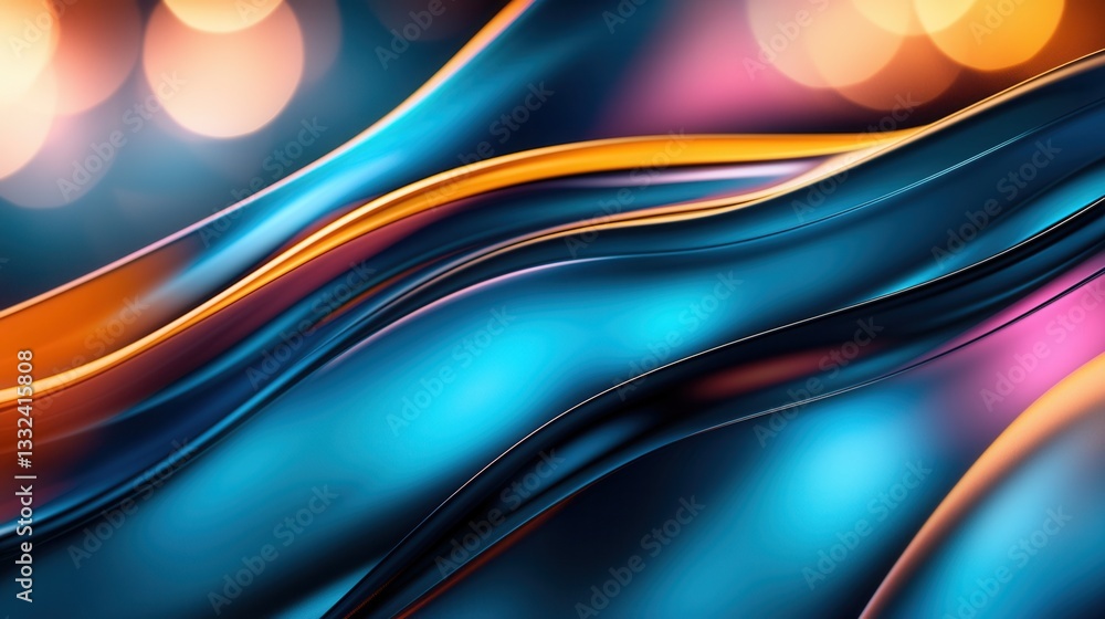 Aufkleber a captivating digital artwork featuring abstract undulating waves of vibrant luminous colors that cr