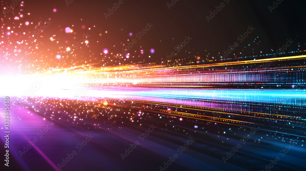 Aufkleber Dynamic light trails illustrating advanced data visualization techniques digital space visual art
