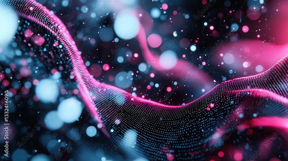 Aufkleber a captivating digital abstract design featuring vibrant neon like waves curves and pulsing lines in 